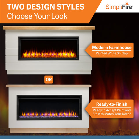 Image of SimpliFire Allusion Platinum 50" Wall Mount/Recessed Linear Electric Fireplace | SF-ALLP50-BK