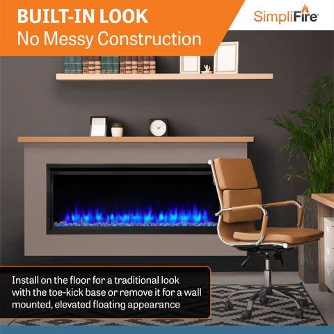 Image of SimpliFire Allusion Platinum 50" Wall Mount/Recessed Linear Electric Fireplace | SF-ALLP50-BK