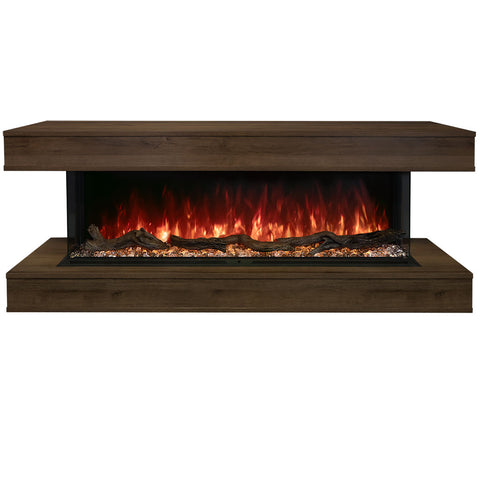 Image of Modern Flames Weathered Walnut Finish LPM-8016 Premium Wall Mounted Cabinet | WMC-80LPM-WW