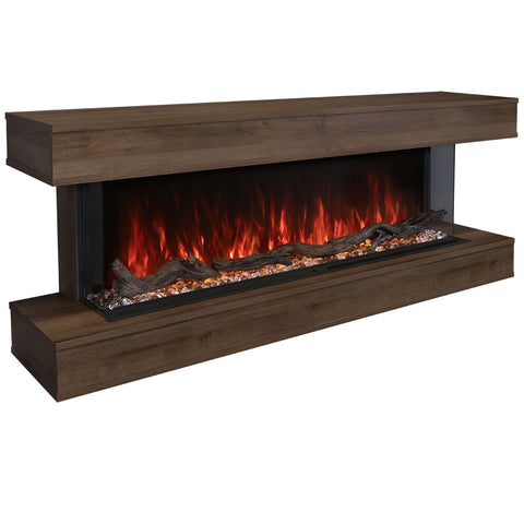 Image of Modern Flames Weathered Walnut Finish LPM-8016 Premium Wall Mounted Cabinet | WMC-80LPM-WW