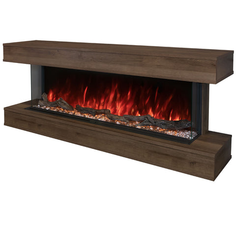 Image of Modern Flames Weathered Walnut Finish LPM-8016 Premium Wall Mounted Cabinet | WMC-80LPM-WW