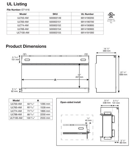 Image of Dimplex Ignite Ultra 50" Linear Electric Fireplace | Built-In | Single Sided Or Multi Sided | ULT50-AM | 500003149