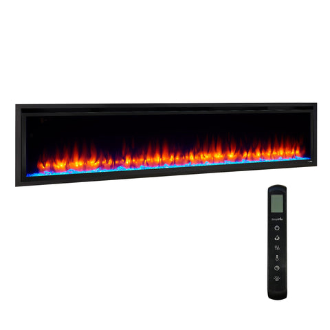 Image of SimpliFire Allusion Platinum 72" Wall Mount/Recessed Linear Electric Fireplace | SF-ALLP72-BK