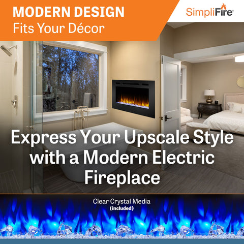 SimpliFire Allusion 40" Wall Mount/Recessed Linear Electric Fireplace | SF-ALL40-BK