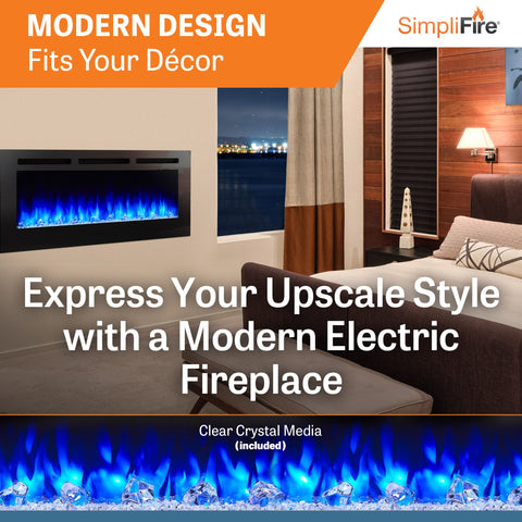 SimpliFire Allusion 60" Wall Mount/Recessed Linear Electric Fireplace | SF-ALL60-BK