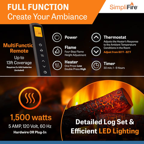 Image of SimpliFire 35" Traditional Electric Fireplace Insert | SF-INS35