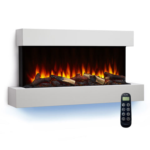 Image of SimpliFire Format 43" Floating Mantel Wall Mount Linear Electric Fireplace | SF-FM43-WH