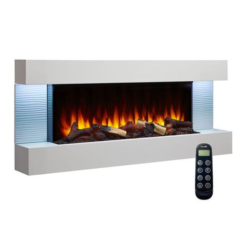 Image of SimpliFire Format 50" Floating Mantel Wall Mount Linear Electric Fireplace | SF-FM50-WH