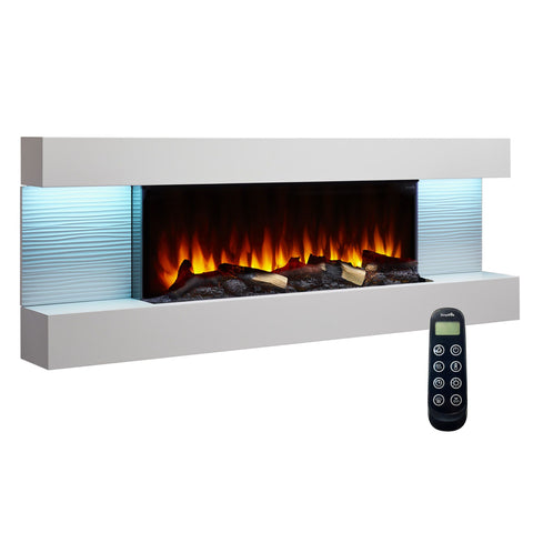 Image of SimpliFire Format 60" Floating Mantel Wall Mount Linear Electric Fireplace | SF-FM60-WH