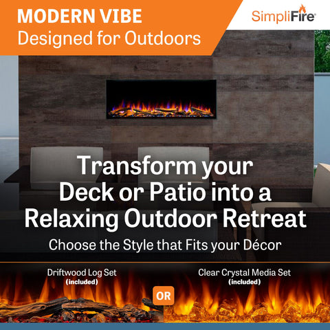 SimpliFire Forum Outdoor 43" Built-In/Recessed Electric Fireplace | SF-OD43