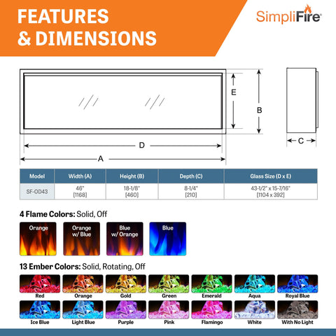 Image of SimpliFire Forum Outdoor 43" Built-In/Recessed Linear Electric Fireplace | SF-OD43