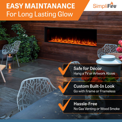 Image of SimpliFire Forum Outdoor 55" Built-In/Recessed Linear Electric Fireplace | SF-OD55