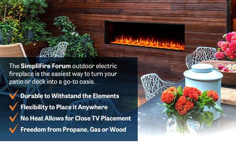 Image of SimpliFire Forum Outdoor 43" Built-In/Recessed Linear Electric Fireplace | SF-OD43