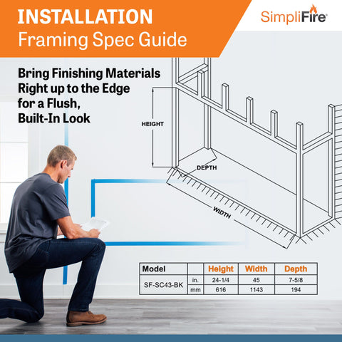 Image of SimpliFire Scion 43" Built-In Linear Electric Fireplace | SF-SC43-BK