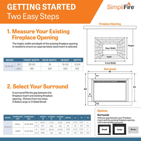 Image of SimpliFire 36" Inception Traditional Electric Fireplace | SF-INC36