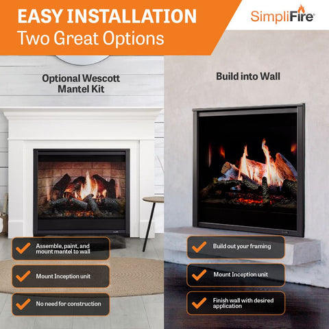 SimpliFire 36" Inception Traditional Electric Fireplace | SF-INC36