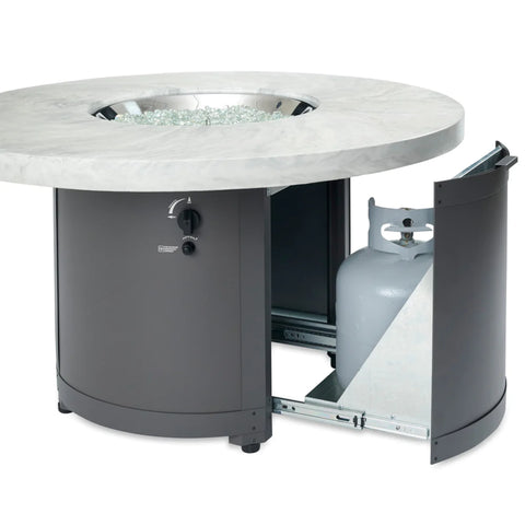 Image of The Outdoor GreatRoom Company White Onyx Beacon Round Gas Fire Pit Table | BC-20-WO