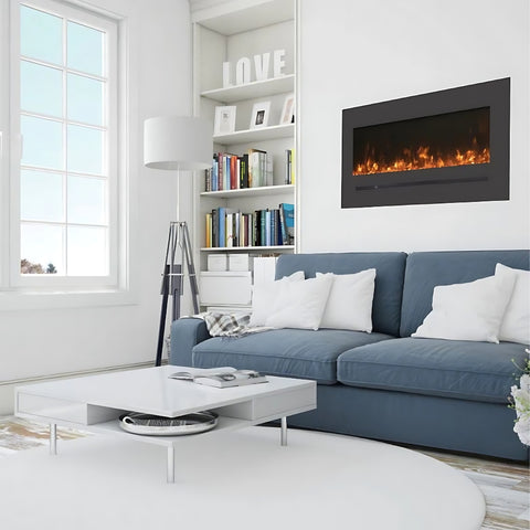 Image of Amantii WM-FML-STL Linear 48" Electric Fireplace | WM-FML-48-5523-STL