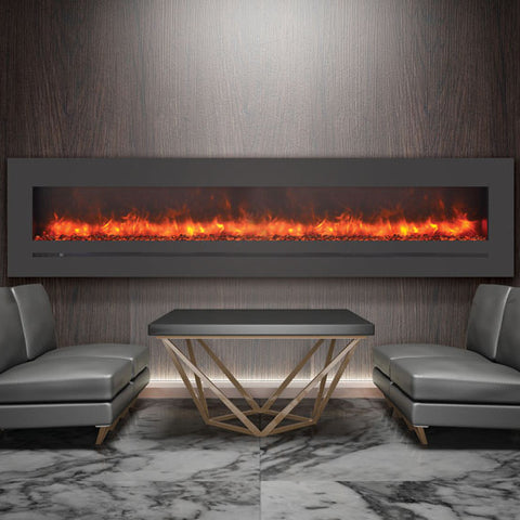 Image of Amantii WM-FML-STL Linear 88" Electric Fireplace | WM-FML-88-9623-STL