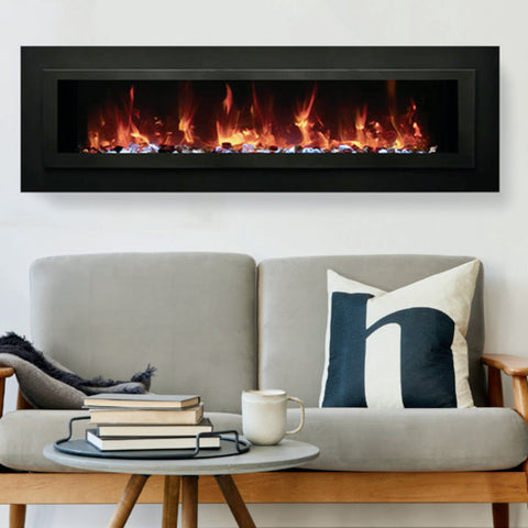 Amantii WM-FML-STL Linear 88" Electric Fireplace | WM-FML-88-9623-STL