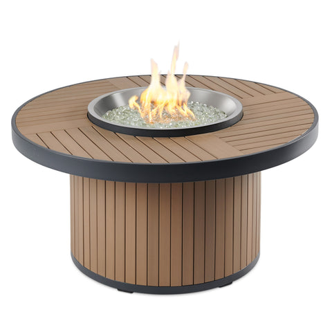 The Outdoor GreatRoom Company Light Tan Brooks Round Gas Fire Pit Table | BRK-20-19-LT-K