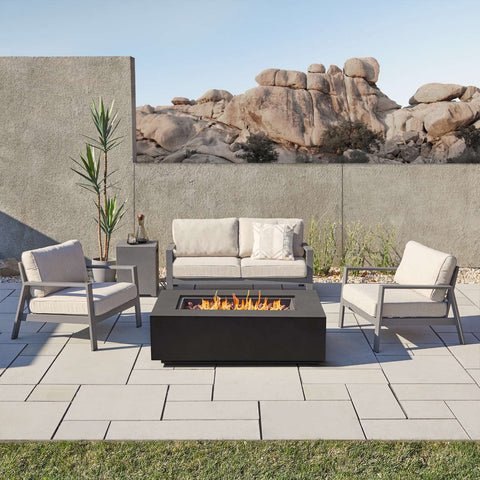 Real Flame Aegean 50" Rectangle Propane or Natural Gas Fire Pit Table | C9813LP-BLK