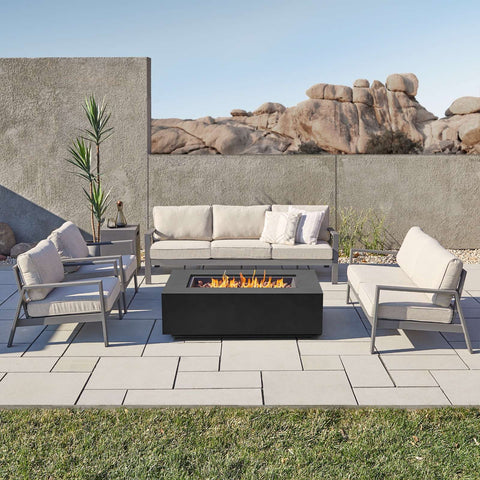 Image of Real Flame Aegean 50" Rectangle Propane or Natural Gas Fire Pit Table | C9813LP-BLK