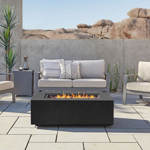 Real Flame Aegean 50" Rectangle Propane or Natural Gas Fire Pit Table | C9813LP-BLK