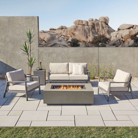 Image of Real Flame Aegean 50" Rectangle Propane or Natural Gas Fire Pit Table | C9813LP-MGRY