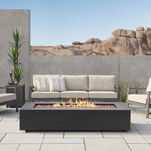 Real Flame Aegean 70" Rectangle Propane or Natural Gas Fire Pit Table | C9814LP-BLK