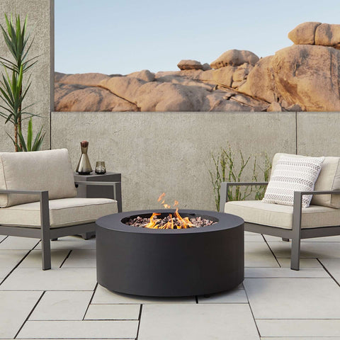 Real Flame Aegean Round Propane or Natural Gas Fire Pit Table | C9815LP-BLK