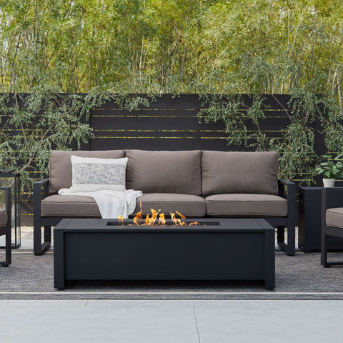 Real Flame Keenan 52" Rectangle Propane Fire Pit Table | 6340LP-BLK