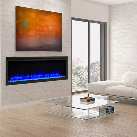 Image of SimpliFire Allusion Platinum 72" Wall Mount/Recessed Linear Electric Fireplace | SF-ALLP72-BK