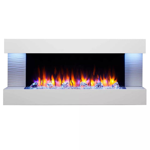 Image of SimpliFire Format 50" Floating Mantel Wall Mount Linear Electric Fireplace | SF-FM50-WH