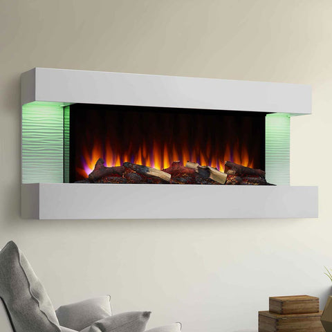 SimpliFire Format 50" Floating Mantel Wall Mount Linear Electric Fireplace | SF-FM50-WH