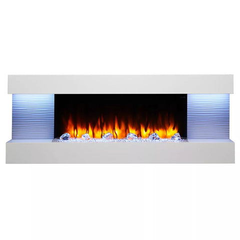 Image of SimpliFire Format 60" Floating Mantel Wall Mount Linear Electric Fireplace | SF-FM60-WH