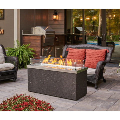 Image of The Outdoor GreatRoom Company Stainless Steel Key Largo Linear Gas Fire Pit Table | KL-1242-SS