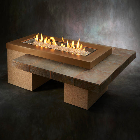 The Outdoor GreatRoom Company Brown Uptown Linear Gas Fire Pit Table | UPT-1242-BRN