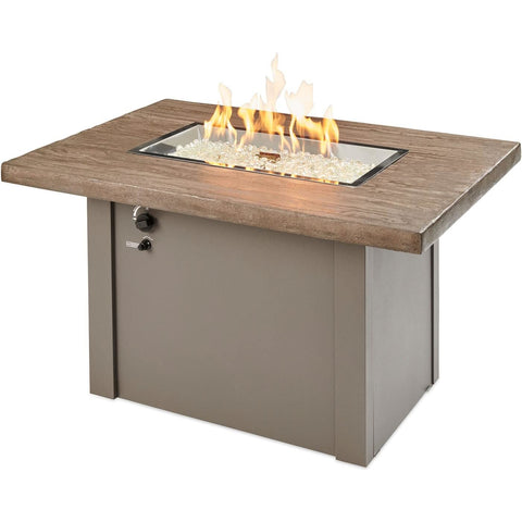 Image of The Outdoor GreatRoom Company Driftwood Havenwood Rectangular Gas Fire Pit Table with Grey Base | HVDG-1224-K