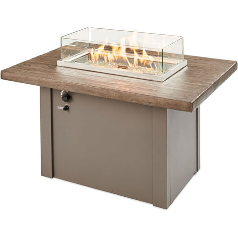 Image of The Outdoor GreatRoom Company Driftwood Havenwood Rectangular Gas Fire Pit Table with Grey Base | HVDG-1224-K