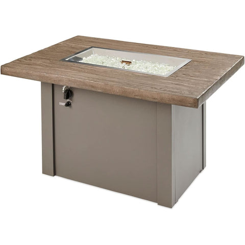 Image of The Outdoor GreatRoom Company Driftwood Havenwood Rectangular Gas Fire Pit Table with Grey Base | HVDG-1224-K