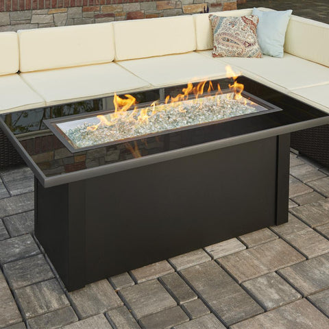 The Outdoor GreatRoom Company Monte Carlo Linear Gas Fire Pit Table | MCR-1242-BLK-K