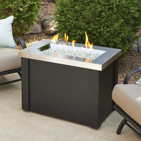 The Outdoor GreatRoom Company Stainless Steel Providence Rectangular Gas Fire Pit Table | PROV-1224-SS