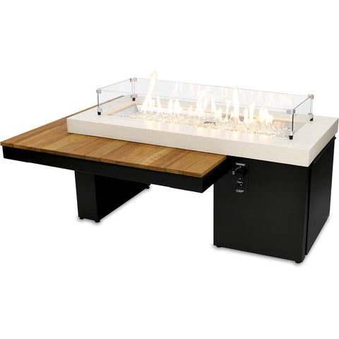 Image of The Outdoor GreatRoom Company Uptown Iroko Linear Gas Fire Pit Table | UPT-1242-IRO