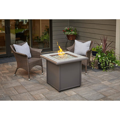 Image of The Outdoor GreatRoom Company Vaughn Aluminum Square Gas Fire Table Grey Top with Grey Base | VGHN-GR-K