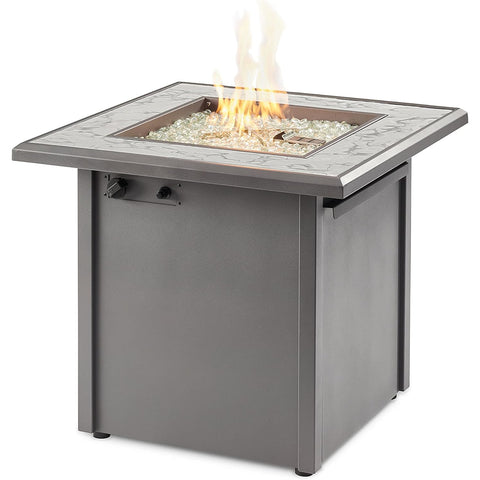 The Outdoor GreatRoom Company Vaughn Aluminum Square Gas Fire Table White Top with Grey Base | VGHN-WT-K