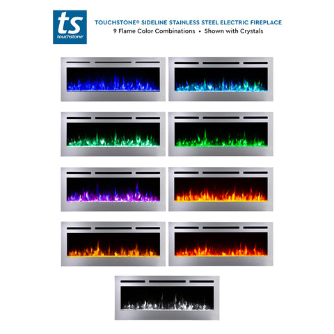 Image of Touchstone Sideline Deluxe Stainless Steel 50" Recessed Smart Electric Fireplace | 86273