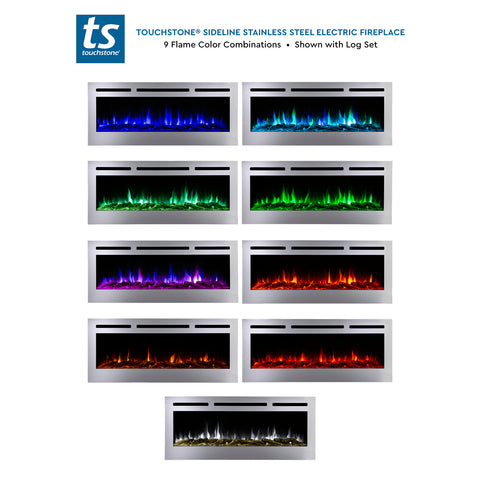 Image of Touchstone Sideline Deluxe Stainless Steel 50" Recessed Smart Electric Fireplace | 86273