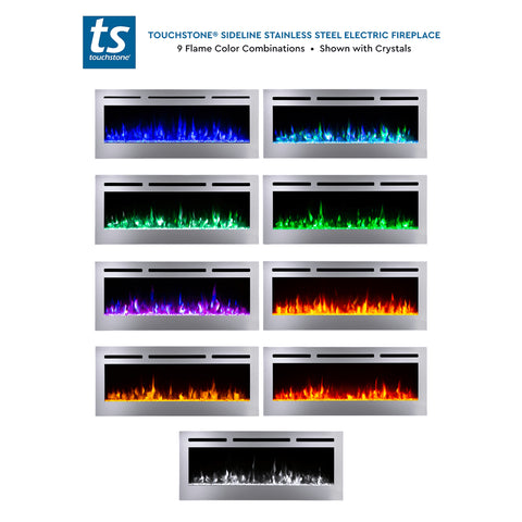 Image of Touchstone Sideline Deluxe Stainless Steel 60" Recessed Smart Electric Fireplace | 86277