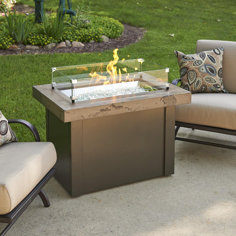 Image of The Outdoor GreatRoom Company Providence 32-Inch Rectangular Natural Gas Fire Pit Table - Brown - PROV-1224-MNB-K-NG - Fire Pit Table - The Outdoor GreatRoom Company - electricfireplacesplusr.com